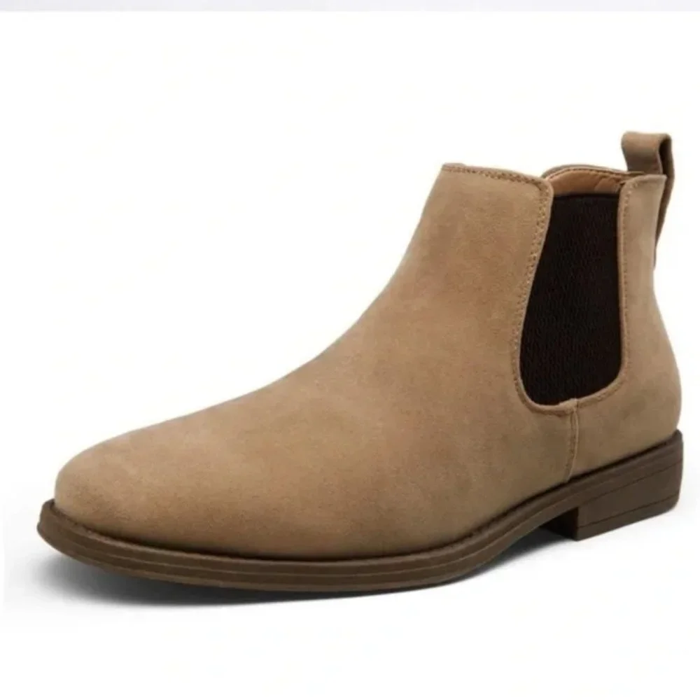 New Men's Chelsea Boots Casual Suede Fall Ankle Boots Simple, Mushroom - Picture 4 of 10